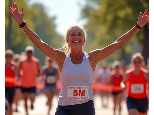 Lisa's joyful expression after achieving a fitness goal